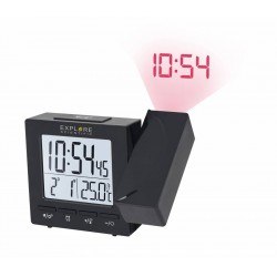 Цифров прожекционен часовник RC Explore Scientific с показател на температурата на закрито, черен