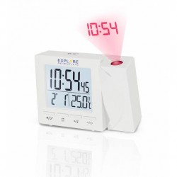 Цифров прожекционен часовник RC Explore Scientific с показател на температурата на закрито, бял