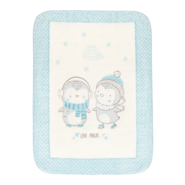 Kikkaboo Супер меко бебешко одеяло Love Pingus 80/110 см синьо