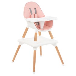 Kikkaboo Дървен стол за хранене Multi 3in1 Pink